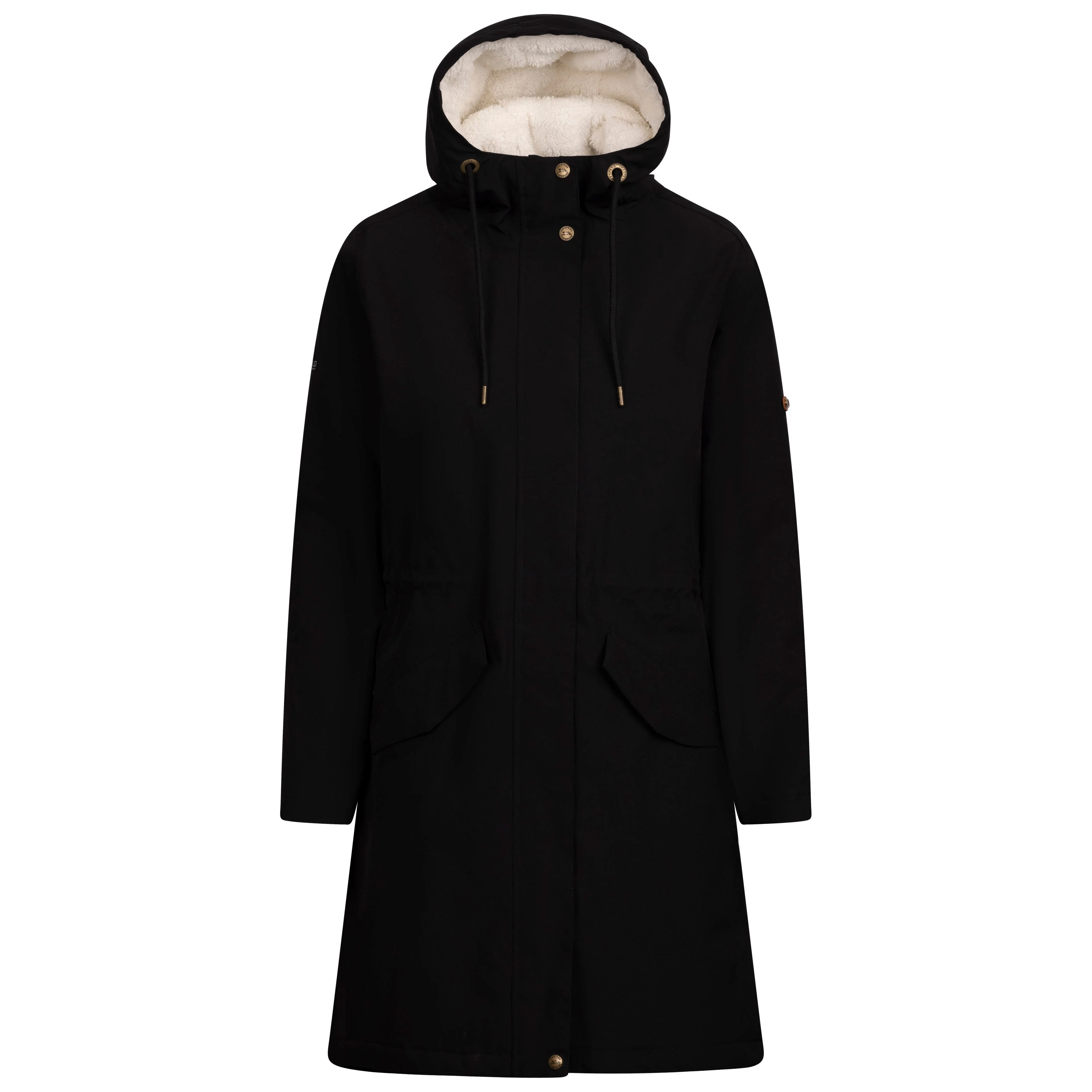 Vailsom Womens Longer Length Padded Fleece Lined Waterproof Jacket in Black