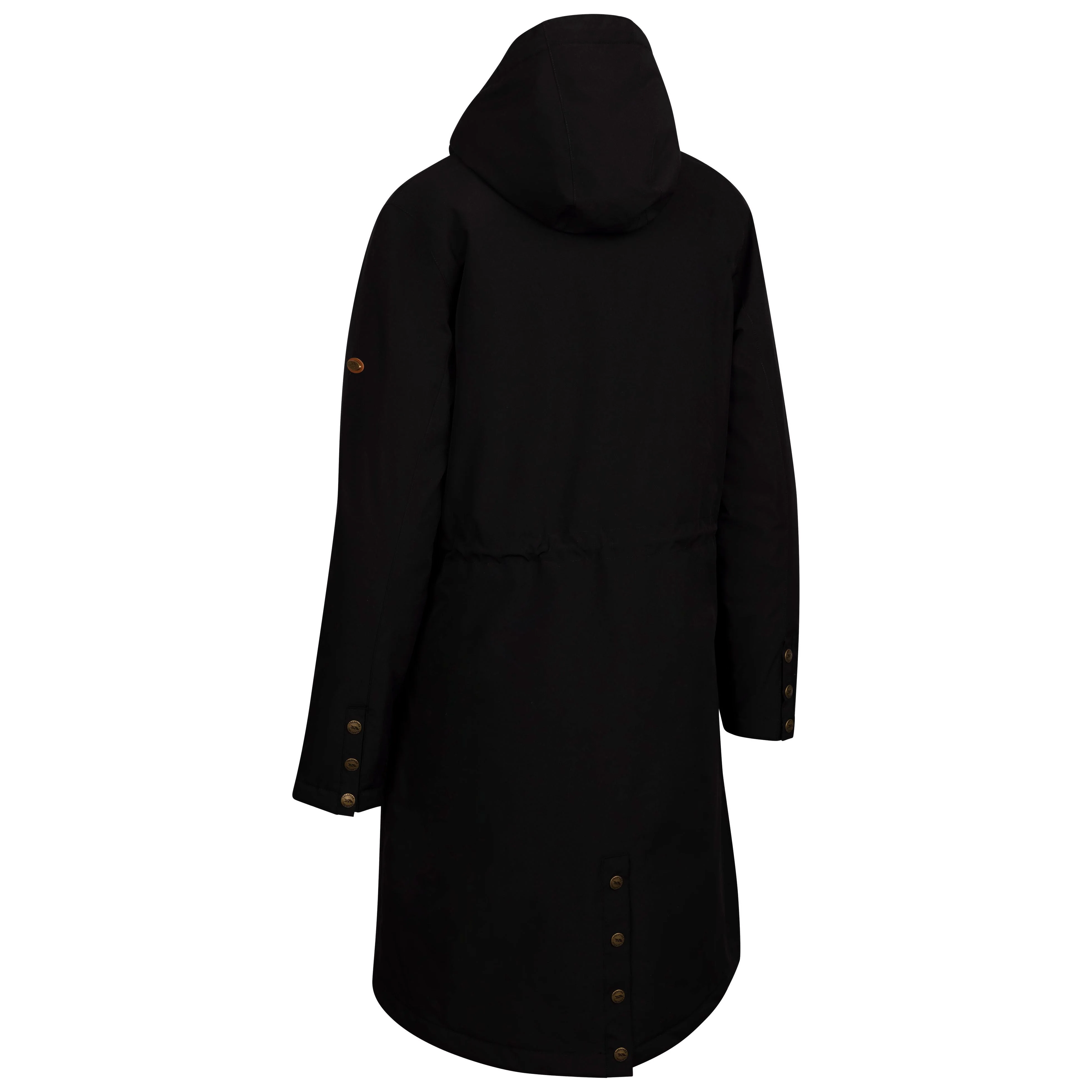 Vailsom Womens Longer Length Padded Fleece Lined Waterproof Jacket in Black - Image 2