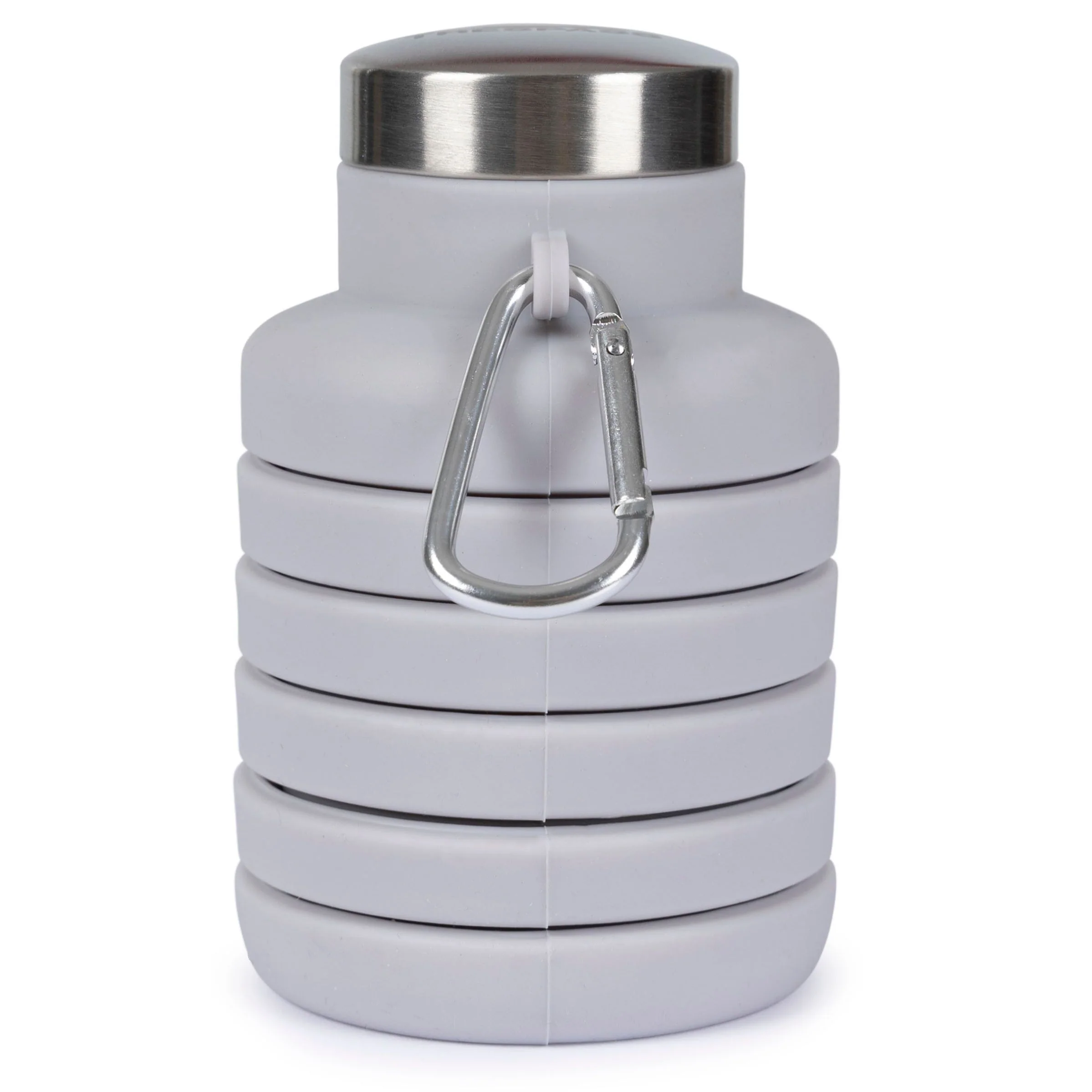Vavo Folded Silicone Bottle With Carabineer 0.5L in Platinum - Image 2