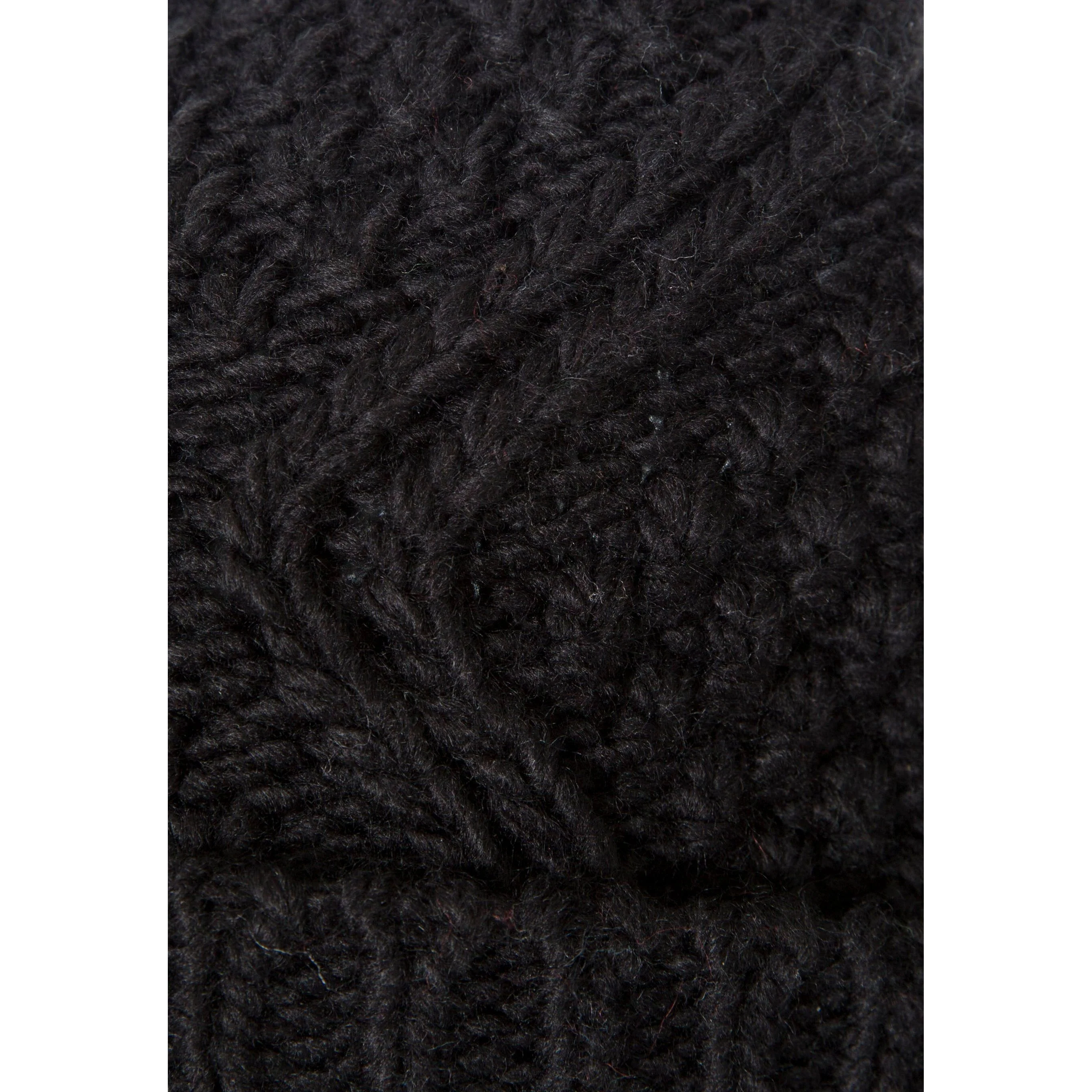 Zyra Women's Knitted Bobble Hat in Black with Fleece Lining - Image 4