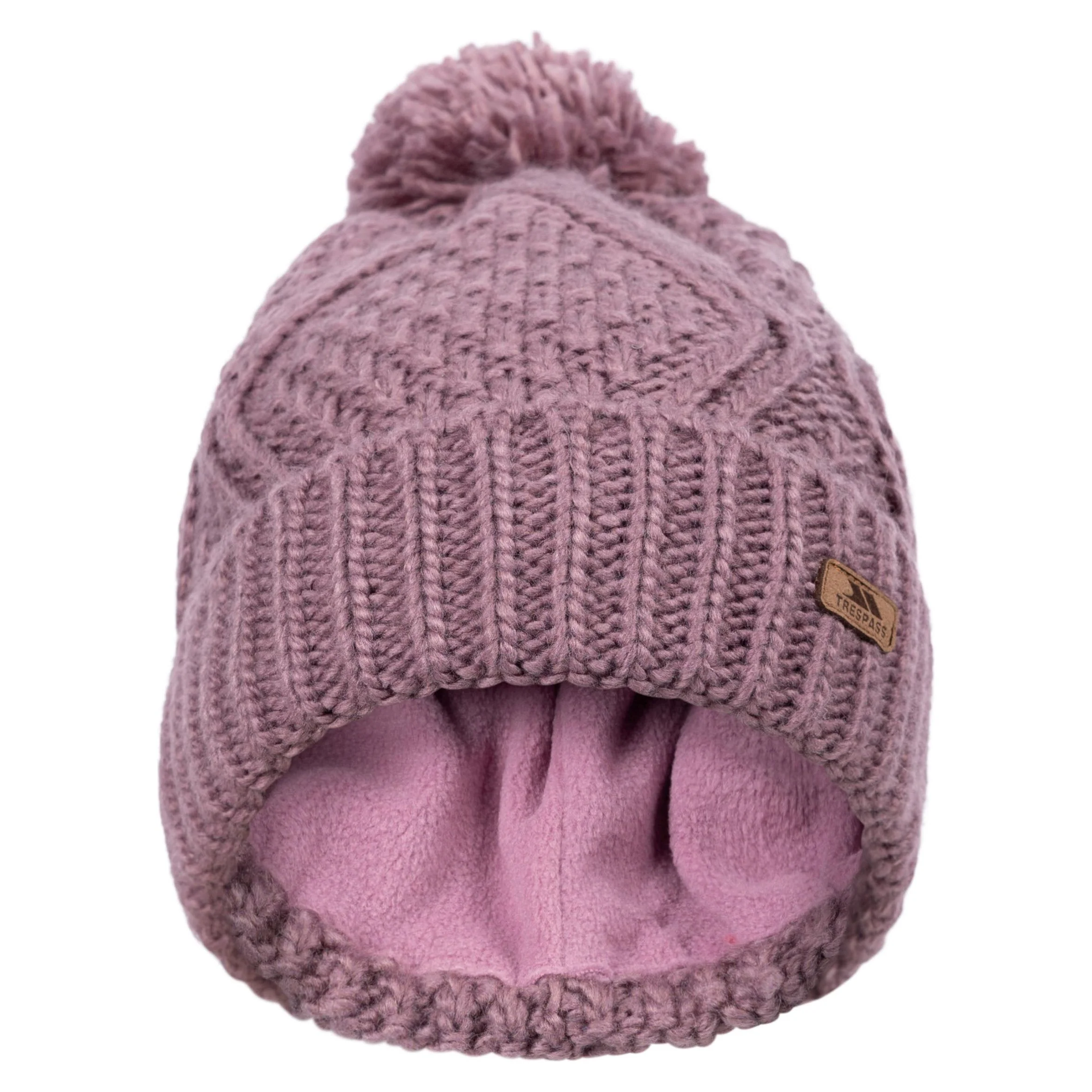 Zyra Women's Knitted Bobble Hat in Rose Tone with Fleece Lining - Image 2