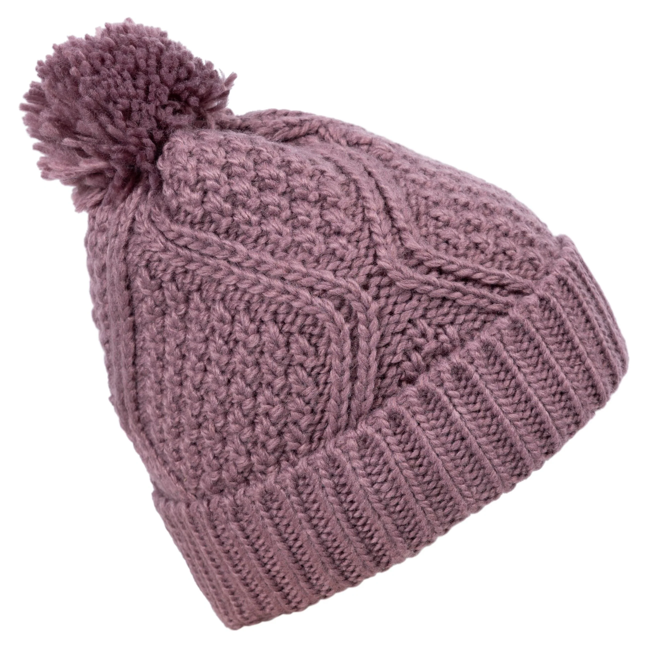 Zyra Women's Knitted Bobble Hat in Rose Tone with Fleece Lining - Image 3
