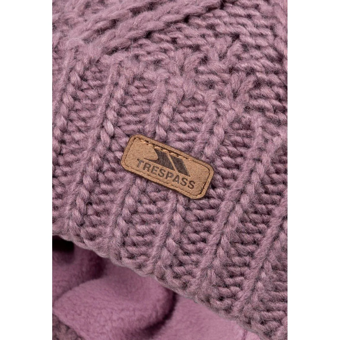 Zyra Women's Knitted Bobble Hat in Rose Tone with Fleece Lining - Image 5